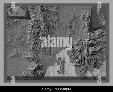 Davao del Norte, provincia delle Filippine. Mappa altimetrica bilivello con laghi e fiumi. Mappe delle posizioni ausiliarie degli angoli Foto Stock