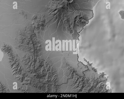 Davao del sur, provincia delle Filippine. Mappa in scala di grigi con laghi e fiumi Foto Stock