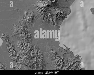 Davao del sur, provincia delle Filippine. Mappa altimetrica bilivello con laghi e fiumi Foto Stock