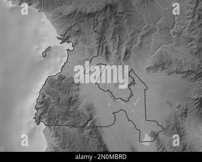 Maguindanao, provincia delle Filippine. Mappa in scala di grigi con laghi e fiumi Foto Stock