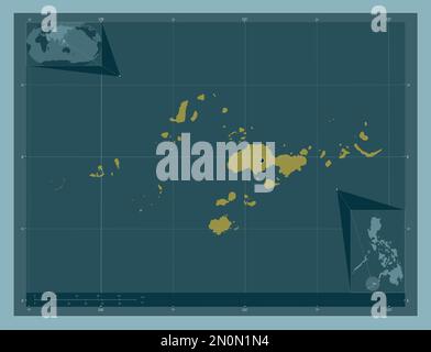 Sulu, provincia delle Filippine. Forma a tinta unita. Mappe delle posizioni ausiliarie degli angoli Foto Stock