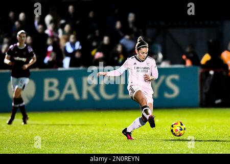 Londra, Regno Unito. 05th Feb, 2023. Dagenham, Inghilterra, febbraio 04 2023: Durante il gioco della Super League delle donne fa di Barclays tra l'Arsenale di West Ham United a Dagenham e il Chigwell Construction Stadium.England di Redbridge. (K Hodgson/SPP) Credit: SPP Sport Press Photo. /Alamy Live News Foto Stock