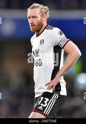 Tim Ream di Fulham - Chelsea v Fulham, Premier League, Stamford Bridge, Londra, Regno Unito - 3rd Febbraio 2023 solo per uso editoriale - si applicano le restrizioni DataCo Foto Stock