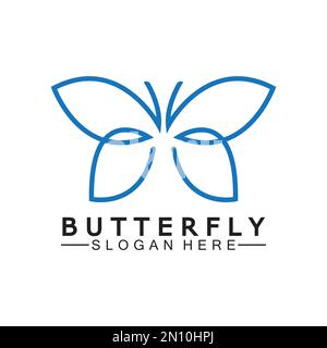 Semplice illustrazione del logo-vettore Butterfly monoline Illustrazione Vettoriale