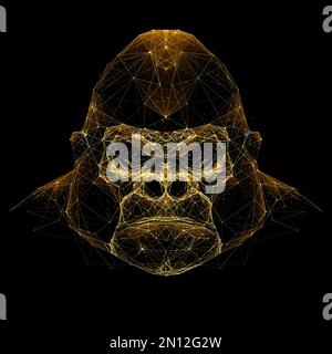 Gorilla testa. Illustrazione digitale isolata. Illustrazione Vettoriale