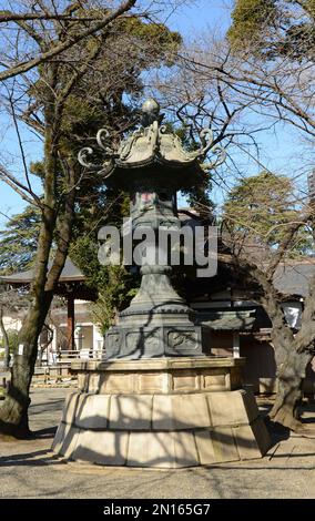 Lanterna di bronzo Kasuga-doro nel giardino del santuario Yasukuni a Chiyoda, Tokyo, Giappone. Foto Stock