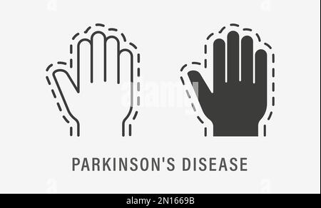 Icone del morbo di Parkinson su sfondo bianco. Illustrazione vettoriale. Illustrazione Vettoriale