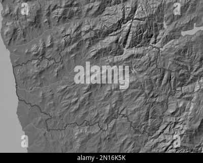 Braga, distretto del Portogallo. Mappa altimetrica bilivello con laghi e fiumi Foto Stock