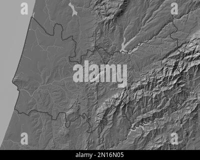 Coimbra, distretto del Portogallo. Mappa altimetrica bilivello con laghi e fiumi Foto Stock