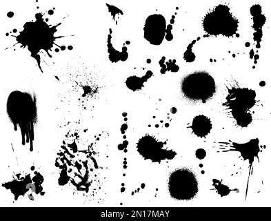 Grande raccolta di dettagliate ink splats Illustrazione Vettoriale