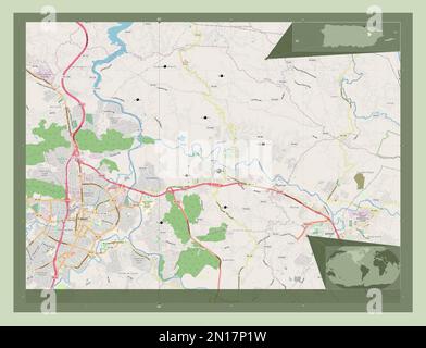 Gurabo, comune di Puerto Rico. Aprire la mappa stradale. Posizioni delle principali città della regione. Mappe delle posizioni ausiliarie degli angoli Foto Stock