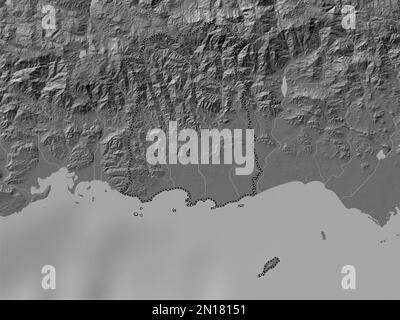 Ponce, comune di Porto Rico. Mappa altimetrica bilivello con laghi e fiumi Foto Stock