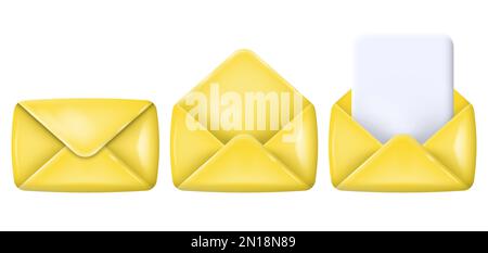 3d set di icone busta di posta. Illustrazione vettoriale. EPS 10. Illustrazione Vettoriale