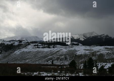 in arrivo la tempesta invernale del wyoming Foto Stock