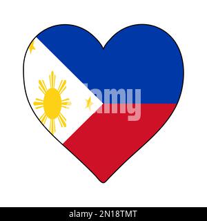 Filippine Heart Shape Flag. Amate le Filippine. Visita Filippine. ASEAN. Asia. Disegno grafico dell'illustrazione vettoriale. Illustrazione Vettoriale