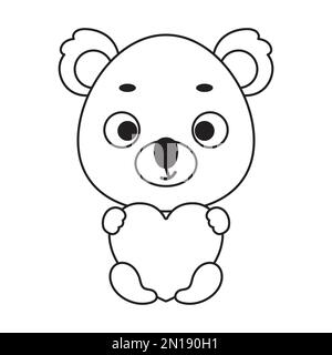 Colorazione pagina carino koala piccolo tiene il cuore. Libro da colorare  per bambini. Attività educativa per bambini e bambini in età prescolare con  animali carini. Vect Immagine e Vettoriale - Alamy