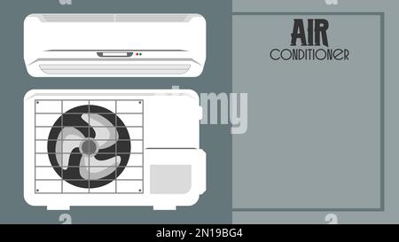 Impianto di climatizzazione. unità esterna e interna e telecomando Illustrazione Vettoriale