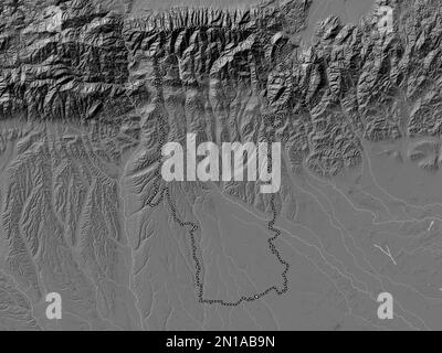 Arges, contea di Romania. Mappa altimetrica bilivello con laghi e fiumi Foto Stock