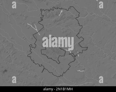 Ilfov, contea della Romania. Mappa altimetrica bilivello con laghi e fiumi Foto Stock