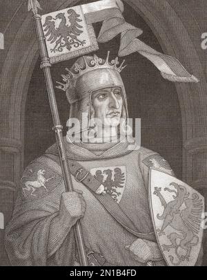 Rudolf i, noto anche come Rudolf di Asburgo o Der Habsburg, 1218 - 1291. Primo re tedesco della dinastia degli Asburgo. Foto Stock