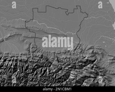 Cecenia, repubblica di Russia. Mappa altimetrica bilivello con laghi e fiumi Foto Stock