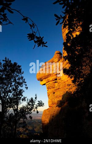 La Cadireta, MORRO DE GOS. La Roca Foradada, Las Agulles, Montserrat, montagna, Catalogna Foto Stock