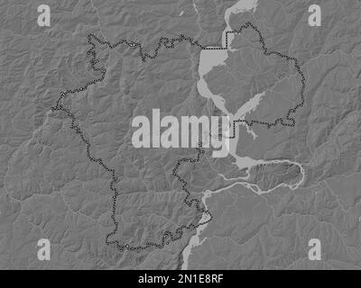 UL'yanovsk, regione della Russia. Mappa altimetrica bilivello con laghi e fiumi Foto Stock