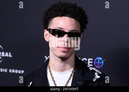 LOS ANGELES, CALIFORNIA, USA - 05 FEBBRAIO: Lil Mosey arriva agli Universal Music Group 2023 65th GRAMMY Awards dopo la festa che si è tenuta agli Studios Milk di Los Angeles il 5 febbraio 2023 a Los Angeles, California, Stati Uniti. (Foto di Xavier Collin/Image Press Agency) Foto Stock