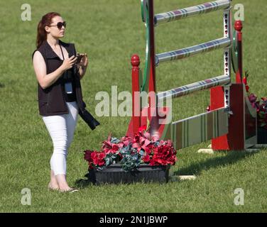 EXETER, DEVON, UK - 19 maggio 2018 preparazione dei salti Foto Stock