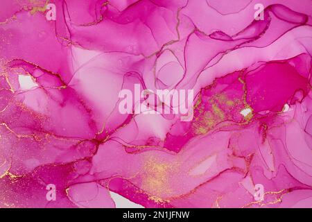Marmo sfumatura Rosa e dorata vene sfondo. Foto Stock