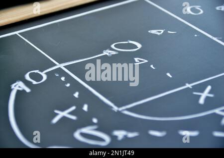 Gioco di basket schema su sfondo lavagna Foto Stock