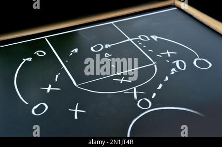 Gioco di basket schema su sfondo lavagna Foto Stock