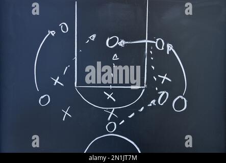 Gioco di basket schema su sfondo lavagna Foto Stock