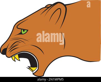 Il profilo della testa di un puma infuriato pronto ad attaccare Illustrazione Vettoriale