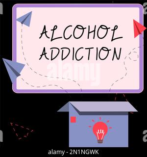 Visualizzazione concettuale alcol Addiction. Idea di business caratterizzata da un consumo frequente ed eccessivo di bevande alcoliche Foto Stock