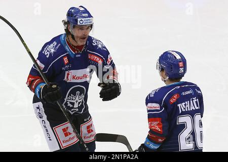 Trinec, Repubblica Ceca. 05th Feb, 2023. Utkani 45. kolo hokejove extraligy: HC Ocelari Trinec - Rytiri Kladno, 5. Unora 2023, Trinec. Jaromir Jagr z Kladna. Jagr v zapase vstreil 1099. Branku v souctu tref ze svetovych outezi a narodniho muzstva a osamostatnil se v cele tabulky, ktere doposud vladl spolecne s Waynem Gretzkym. Foto Stock