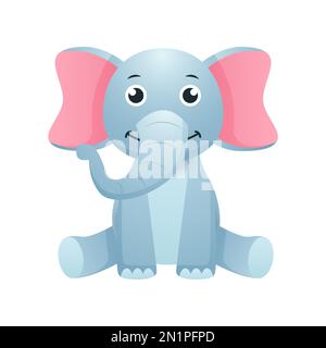 Elefante . Carino vettore isolato cartone animato . Illustrazione Vettoriale