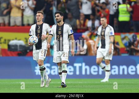 AL KHOR, QATAR - 27 NOVEMBRE: Durante la Coppa del mondo FIFA Qatar 2022 Group e match tra Spagna e Germania allo Stadio al Bayt il 27 novembre 2022 ad al Khor, Qatar. (Foto di MB Media) Foto Stock