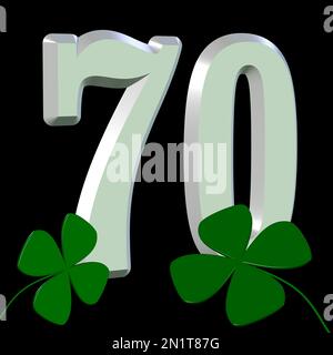 Anniversario, settant'anni, con sciamrock, 3D-illustrazione Foto Stock