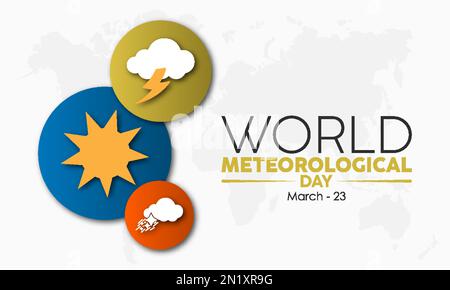 Cloud previsione meteo consapevolezza concetto banner design del World Meteorological Day osservato il 23 marzo Illustrazione Vettoriale