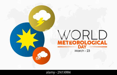 Cloud previsione meteo consapevolezza concetto banner design del World Meteorological Day osservato il 23 marzo Illustrazione Vettoriale