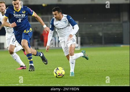 Verona, Italia. 06th Feb, 2023. pedro (lazio) durante Hellas Verona FC vs SS Lazio, calcio italiano Serie A match in Verona, Italia, Febbraio 06 2023 Credit: Independent Photo Agency/Alamy Live News Foto Stock