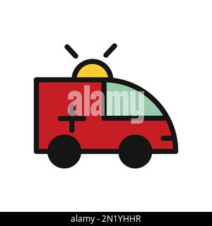 Icona della linea di ambulanza isolata su sfondo bianco. Icona sottile nera piatta sullo stile moderno. Simbolo lineare e tratto modificabile. PE semplice e pixel Illustrazione Vettoriale