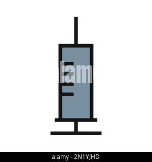 Icona della linea della siringa isolata su sfondo bianco. Icona sottile nera piatta sullo stile moderno. Simbolo lineare e tratto modificabile. Semplice e pixel perf Illustrazione Vettoriale