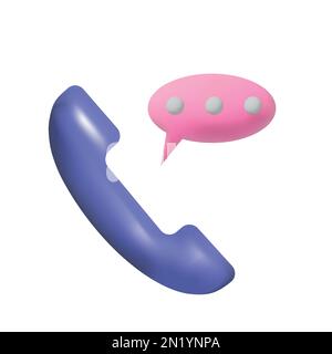 3D icona del telefono cellulare e del vettore dei messaggi a bolle. EPS 10 Illustrazione Vettoriale