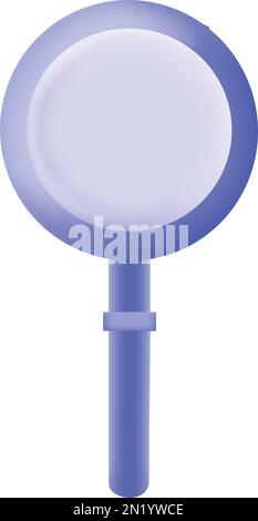 Icona lente di ingrandimento farmaco farmacia 3D vettore cartone animato realistico. Flacone del medicinale Illustrazione Vettoriale