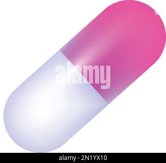 Farmacia capsula icona 3D cartone animato realistico vettore. Flacone del medicinale Illustrazione Vettoriale