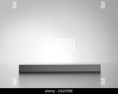 Podio isolato su sfondo grigio. illustrazione 3d. Acciaio. Foto Stock