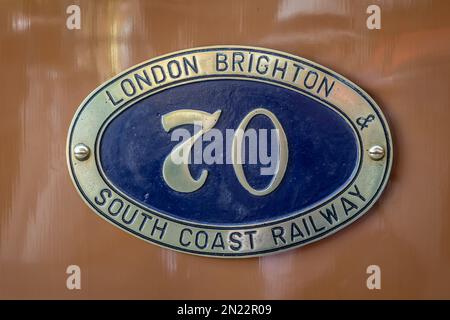 LBSCR 'A1' classe 0-6-0T No. 70 'Pioppo', Horsted Keynes sulla linea ferroviaria Bluebell Foto Stock