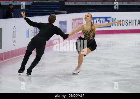 Katerina Mrazkova e Daniel Marzek (CZE) si esibiscono durante la Junior Ice Dance - Free Dance del Gran Premio della ISU di Fighter Skating Final di Torino a Palavela. Foto Stock